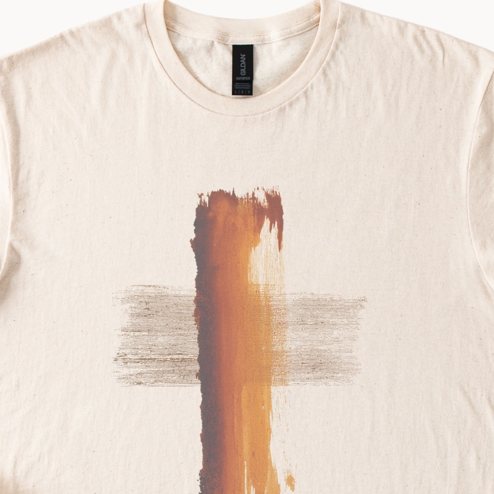 Abstract Cross Graphic Tee Distressed Expressionist Art Shirt